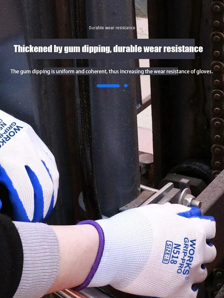 Heavy-Duty Nitrile Coated Work Gloves: Non-Slip, Breathable, Industrial Safety, 3 Pairs