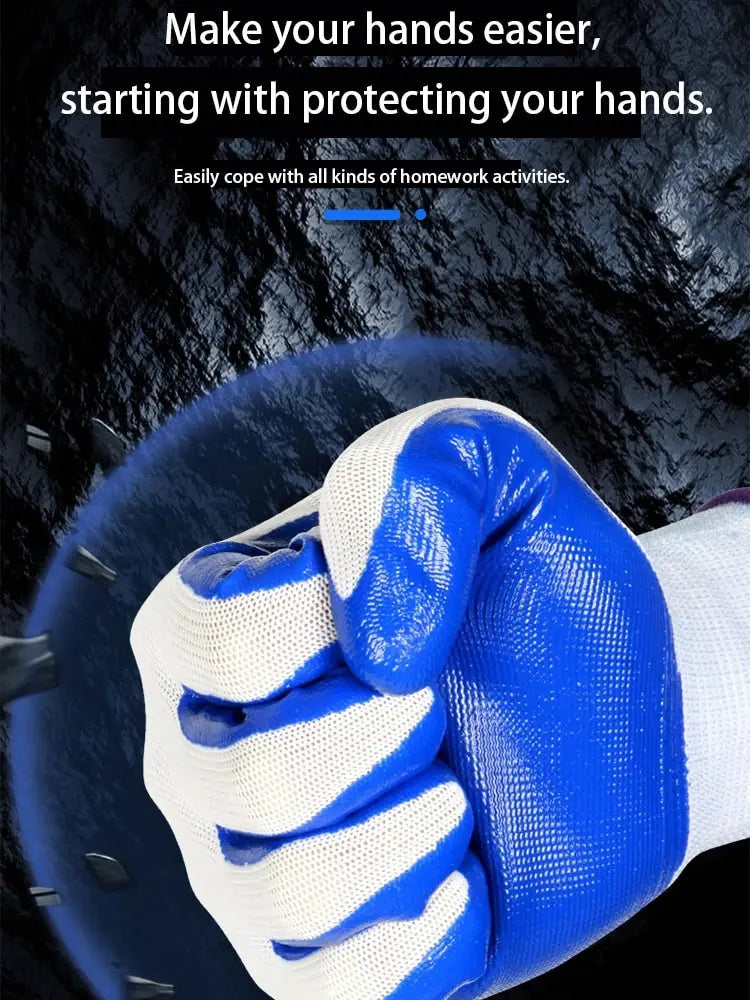 Heavy-Duty Nitrile Coated Work Gloves: Non-Slip, Breathable, Industrial Safety, 3 Pairs