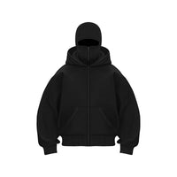 Unisex Autumn Winter Fleece Hoodie with Mask Design, Casual Sportswear Plus Size