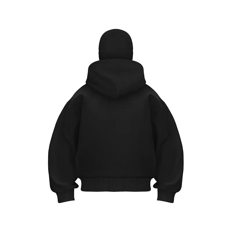 Unisex Autumn Winter Fleece Hoodie with Mask Design, Casual Sportswear Plus Size